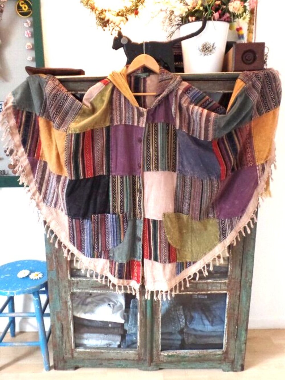 KATHMANDU HOODED PONCHO CAPE Patchwork EUC